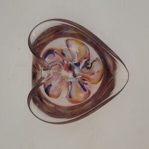 Elegant Murano Heart-Shaped Glass Art Dish